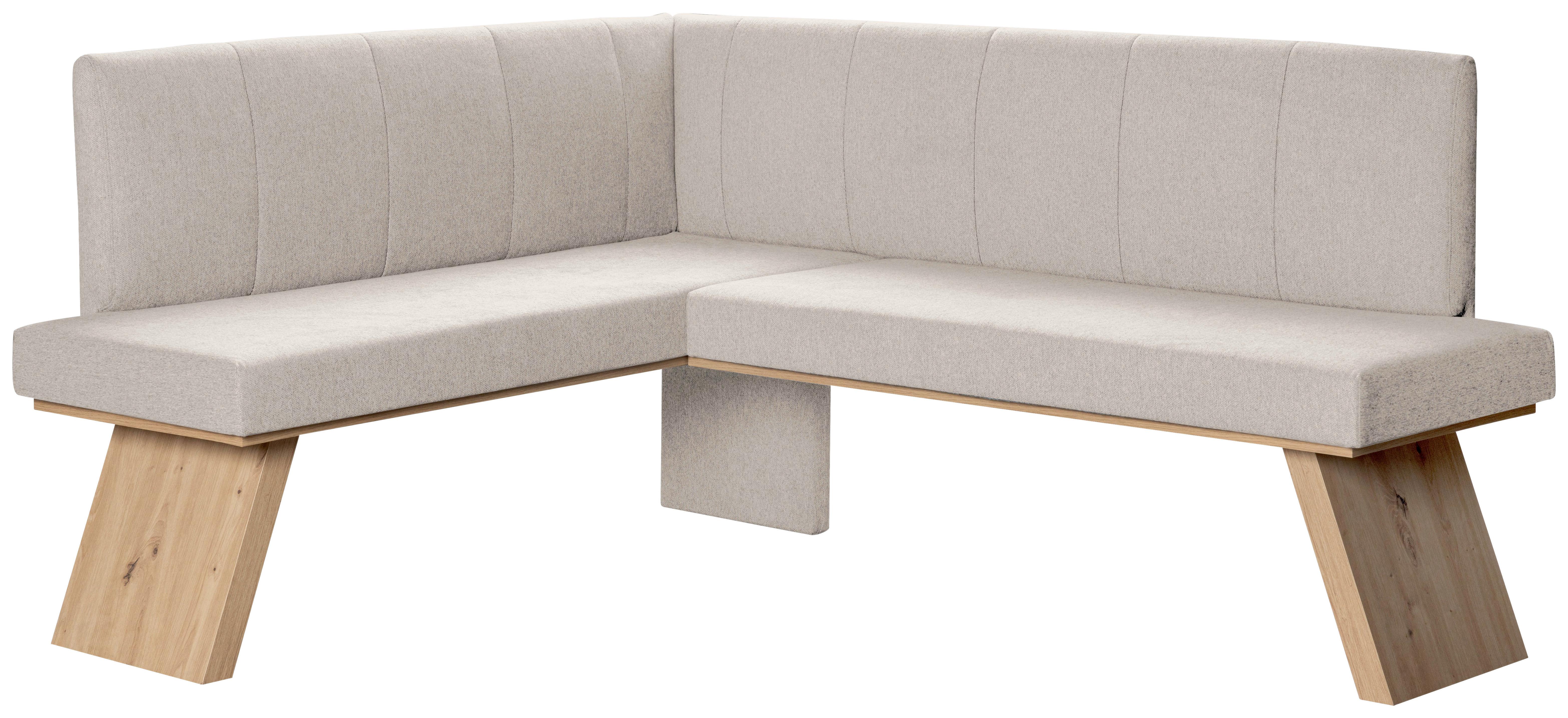 Eckbank Emma II Webstoff beige, B: 150 cm - Eichefarben/Beige, KONVENTIONELL, Holzwerkstoff/Textil (150/185cm)