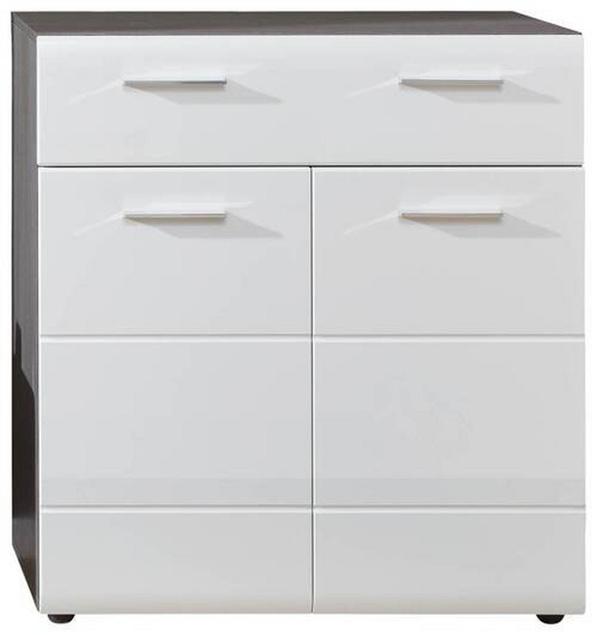 Schuhschrank Line Weiß B: 80 Cm - Schwarz/Weiß, MODERN, Holzwerkstoff (80/87/35cm) - MID.YOU