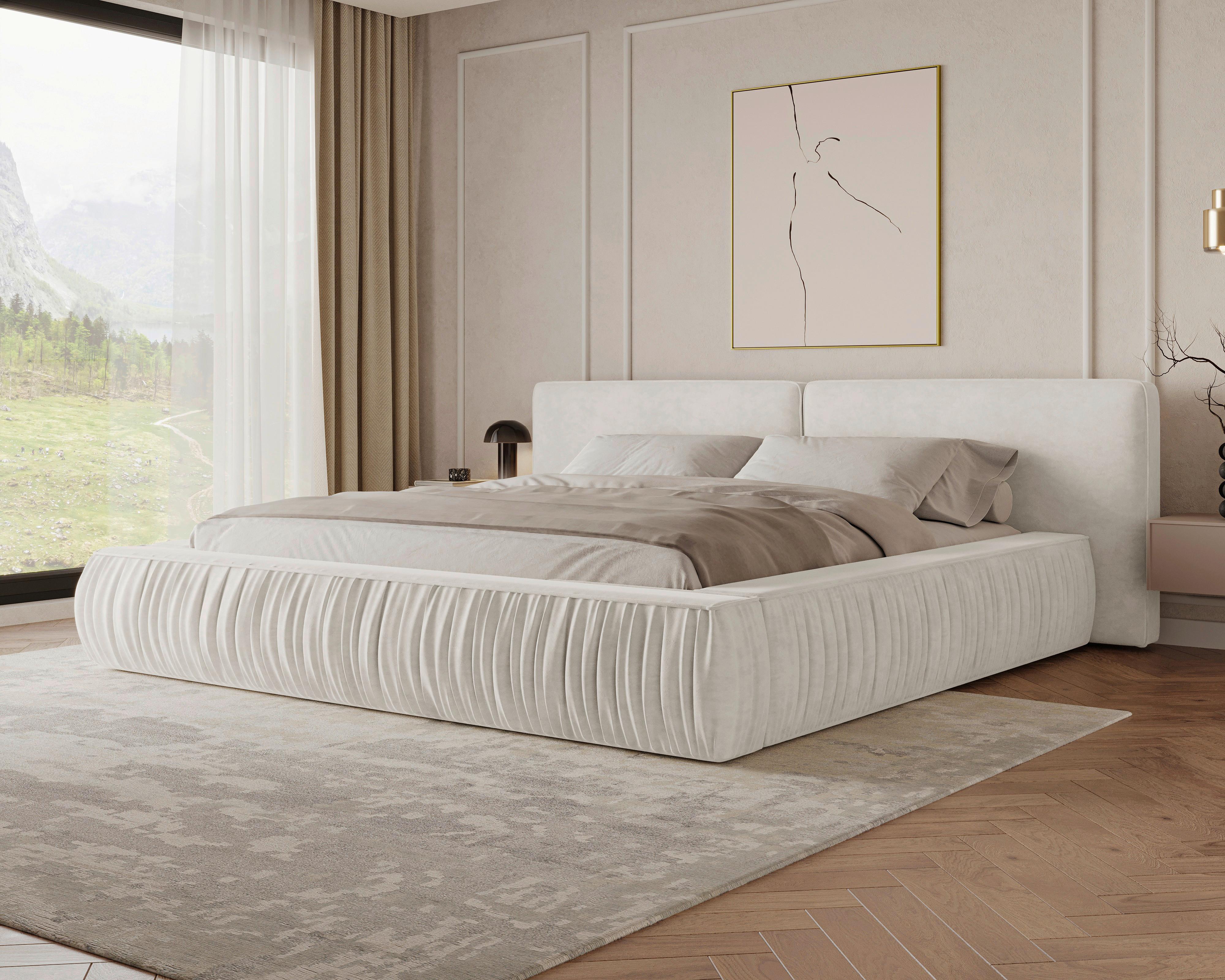 POLSTERBETT Vanessa Creme 140x200cm - Creme/Schwarz, MODERN, Holz/Metall (140/200cm) - Livetastic