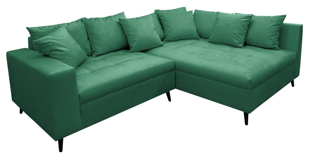 Ecksofa Pruno, Grün S: 247x174 Cm - Schwarz/Grün, Design, Textil (247/174cm) - MID.YOU