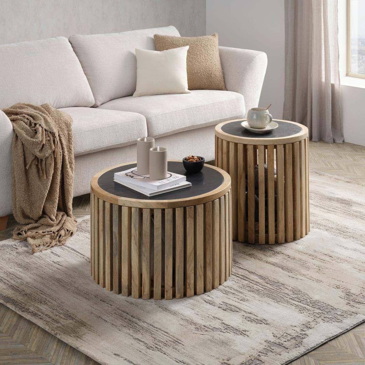 Konferenční stolek SWAY 60 - černá/přírodní barvy, Moderní, kov/dřevo (60/40cm) - Premium Living