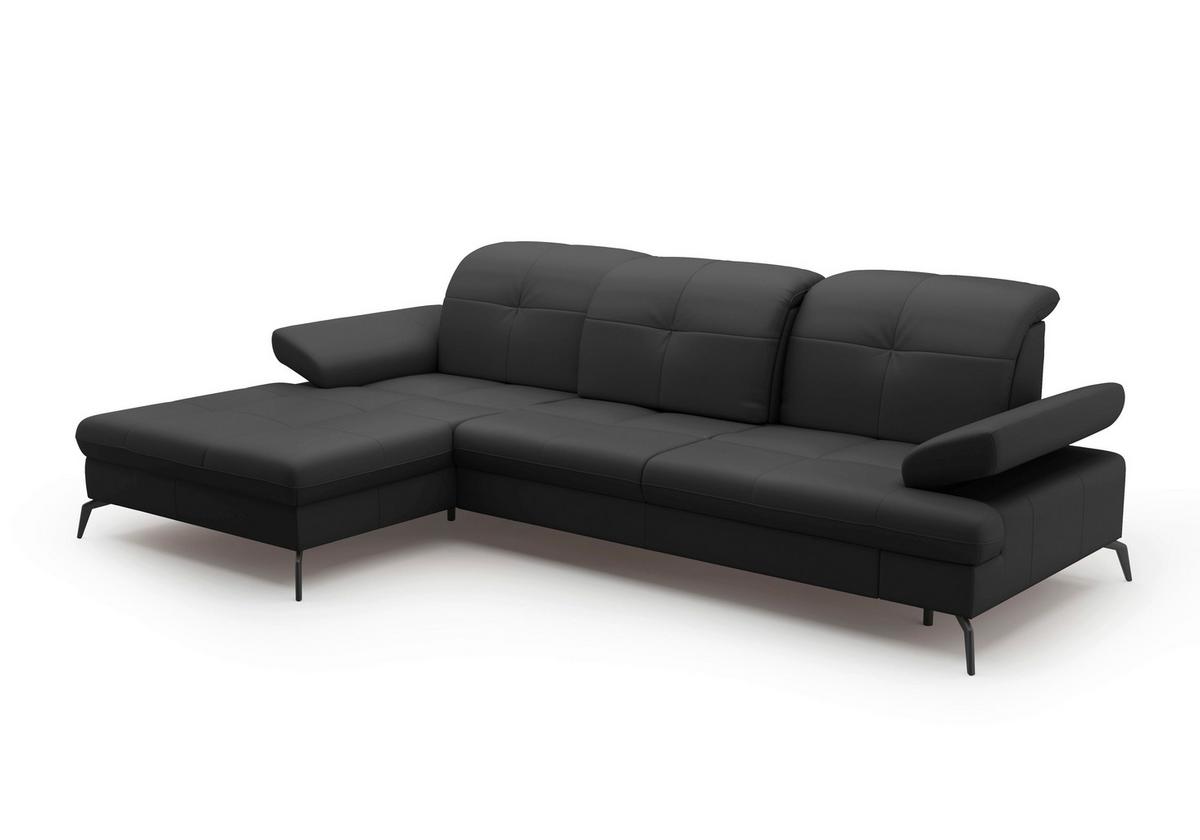 ECKSOFA Amica Schwarz S: 185x279cm - Schwarz, KONVENTIONELL, Leder (185/279cm) - Sit & More