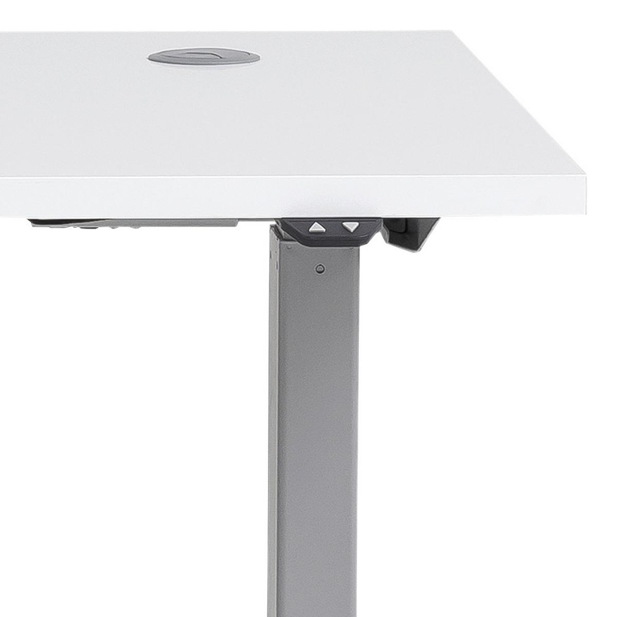 Schreibtisch höhenverstellbar B 160 H 70-120 cm Office, Weiß - Silberfarben/Weiß, KONVENTIONELL, Holzwerkstoff/Metall (160/75/70,5(117)cm) - MID.YOU