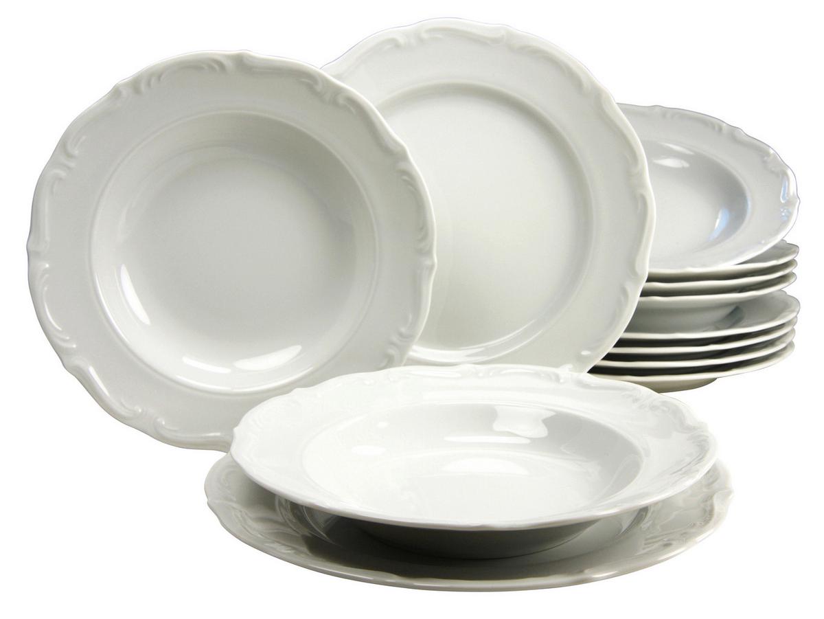 Jedálenský servis 12- dielny - biela, keramika - Creatable