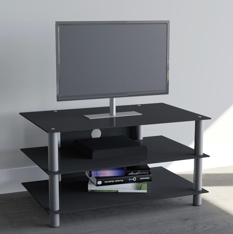Phonotisch Netasa B: 95 cm Schwarz/Silberfarben - Silberfarben/Schwarz, KONVENTIONELL, Glas/Metall (95/45/42cm) - MID.YOU