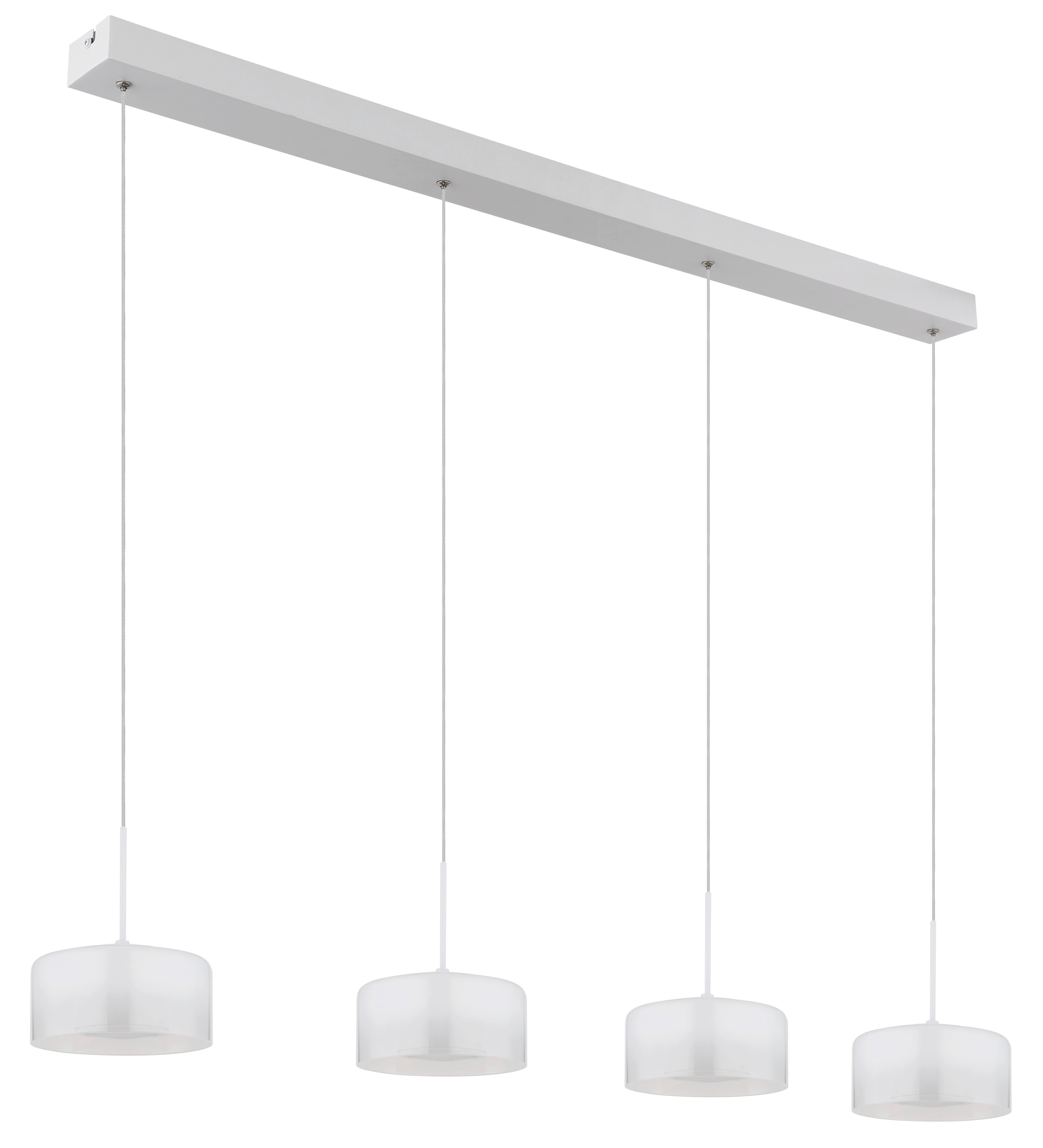 LED-Hängeleuchte Belinda Klar Opal Weiß L: 105 cm - Klar/Opal, KONVENTIONELL, Glas/Kunststoff (105/15/150cm) - Globo
