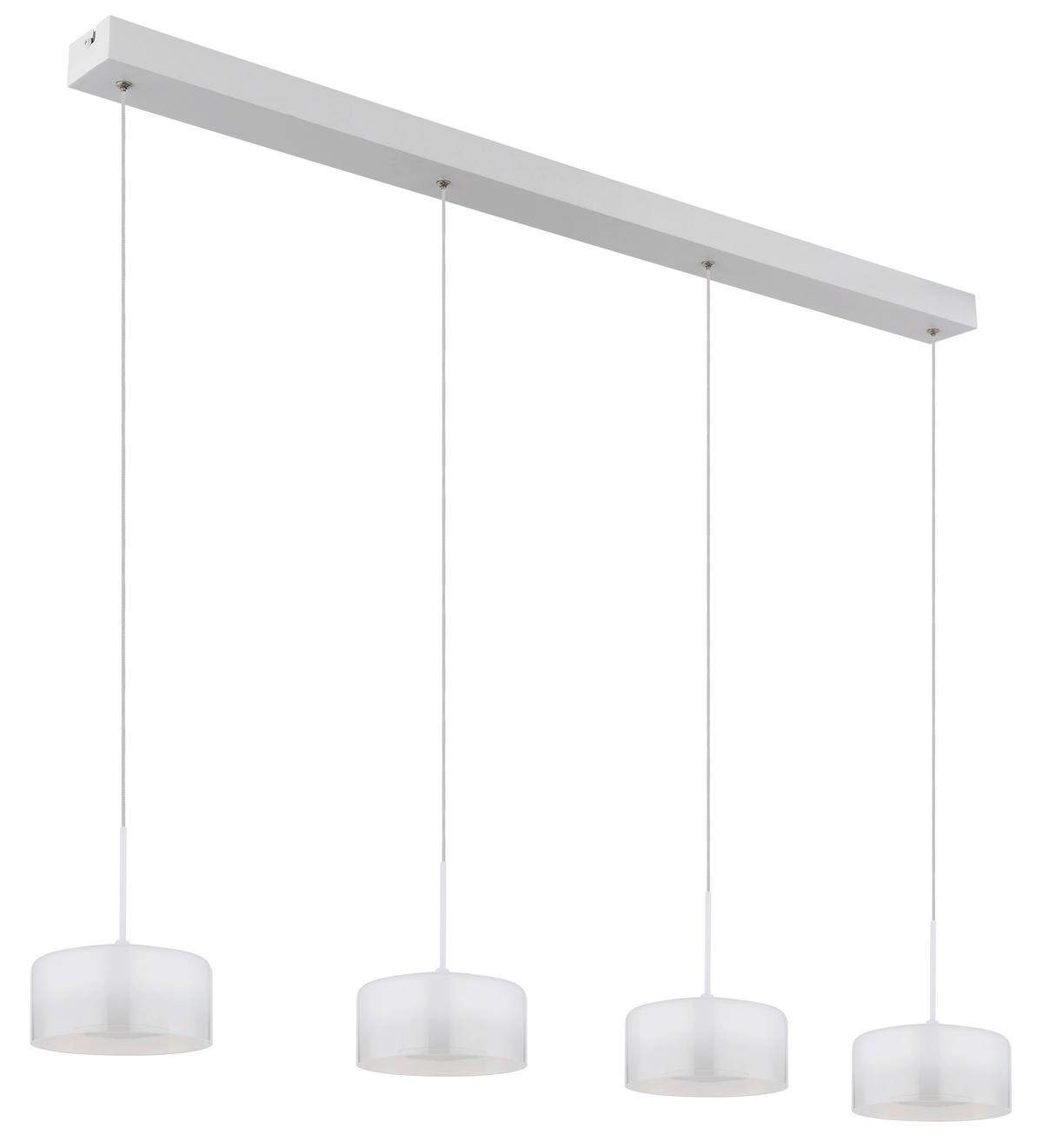 LED-Hängeleuchte Belinda Klar Opal Weiß L: 105 cm - Klar/Opal, KONVENTIONELL, Glas/Kunststoff (105/15/150cm) - Globo