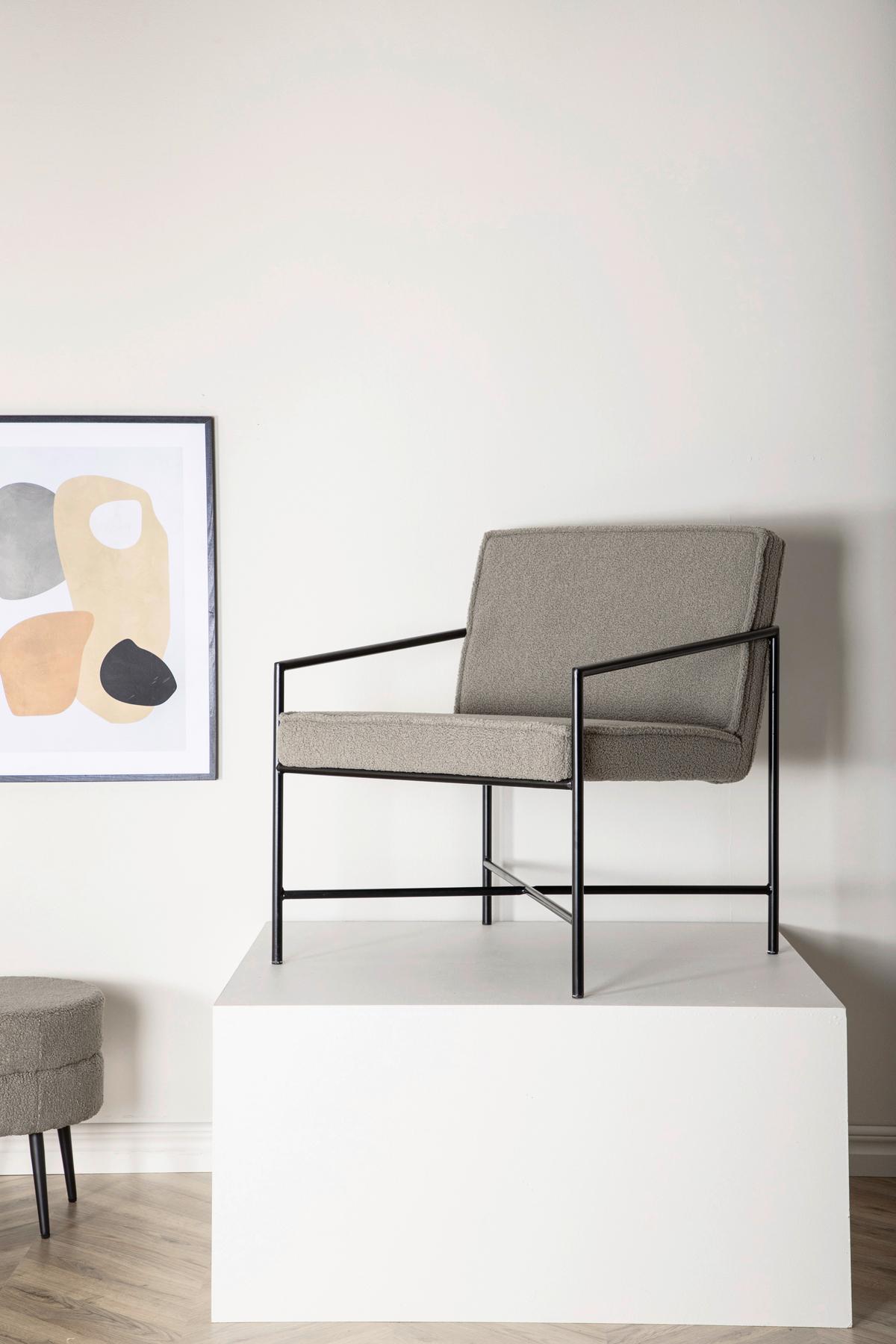 Sessel Rakel - Beige/Schwarz, Design, Textil/Metall (66/78/65cm) - Livetastic