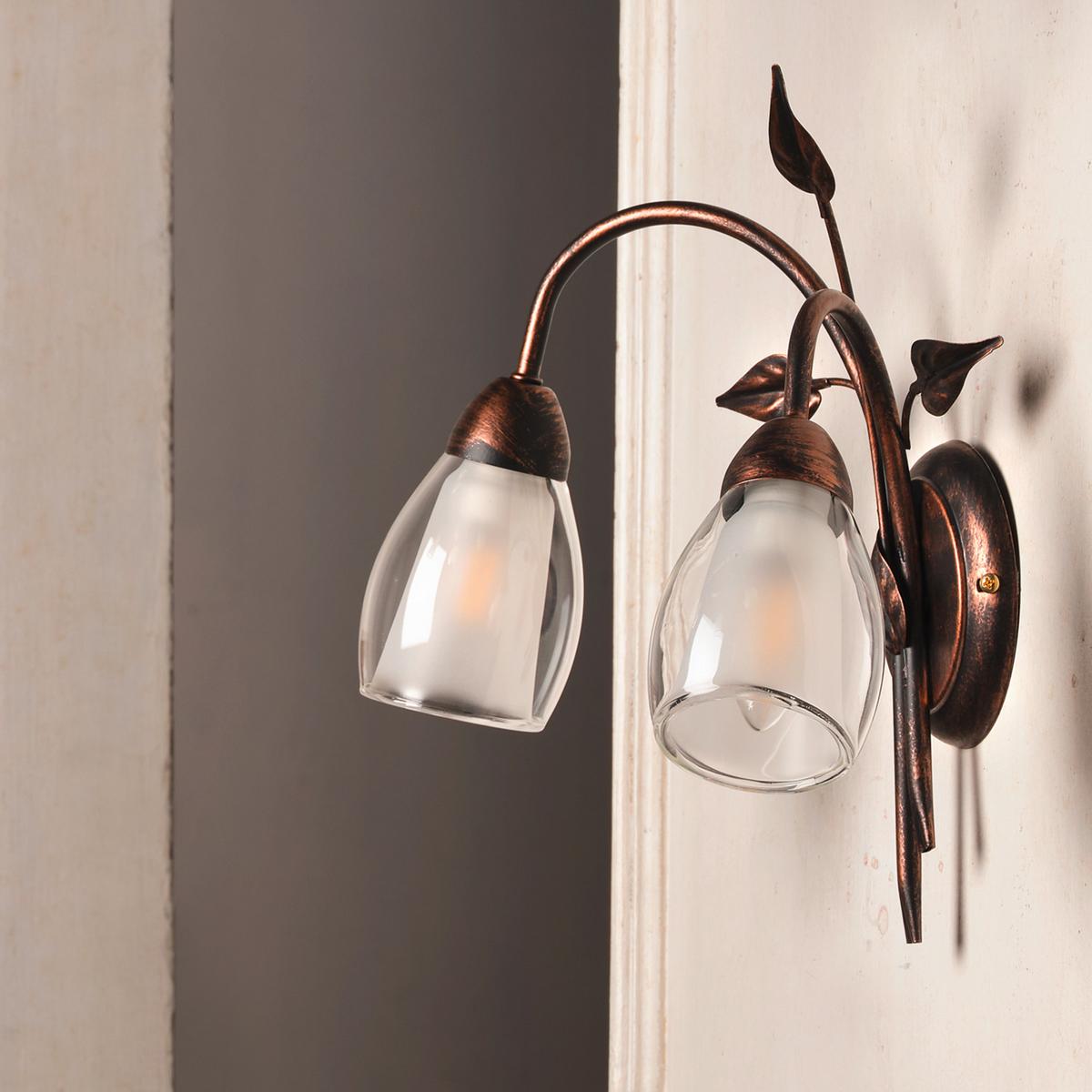 Wandleuchte Rosso Cognac L: 37 cm - Cognac, KONVENTIONELL, Glas/Metall (37/20/33cm)