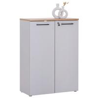Aktenschrank versperrbar Eiche Dekor Weiß B: 80 cm - Eichefarben/Grau, MODERN, Holzwerkstoff (80/112/38cm)