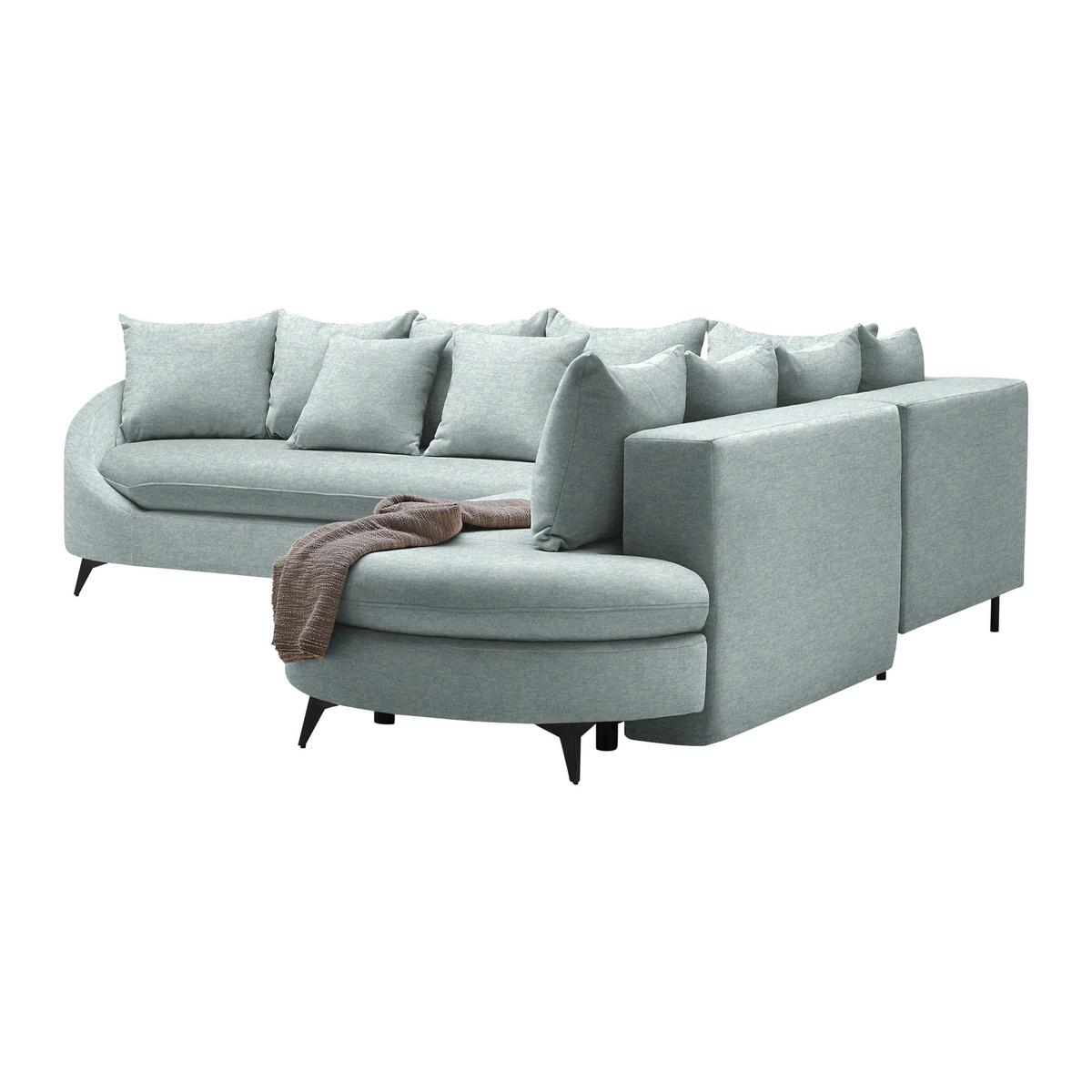 Rohová sedačka AXEL, pravá, světle modrá tkanina - černá/světle modrá, Moderní, kov/textil (291/250cm) - Mömax