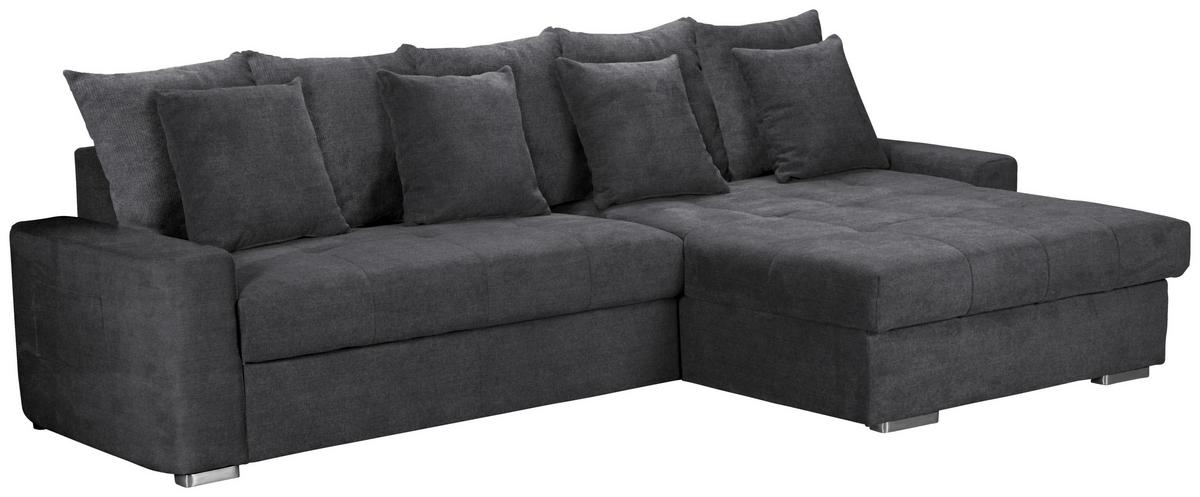 Ecksofa mit Schlaffunktion Salvador inkl. Bettkasten Grau - Wengefarben/Dunkelgrau, MODERN, Holz/Textil (293/164cm) - MID.YOU