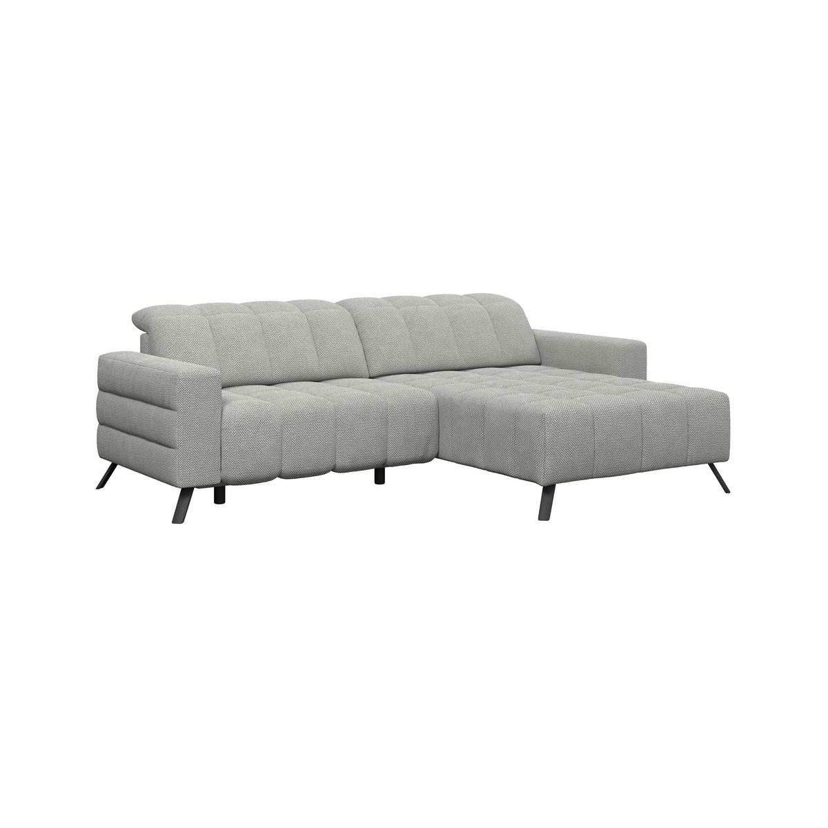 Ecksofa Milano Microfaser hellgrau, B: 256 cm - Hellgrau/Schwarz, MODERN, Holz/Textil (256/178cm) - Luca Bessoni