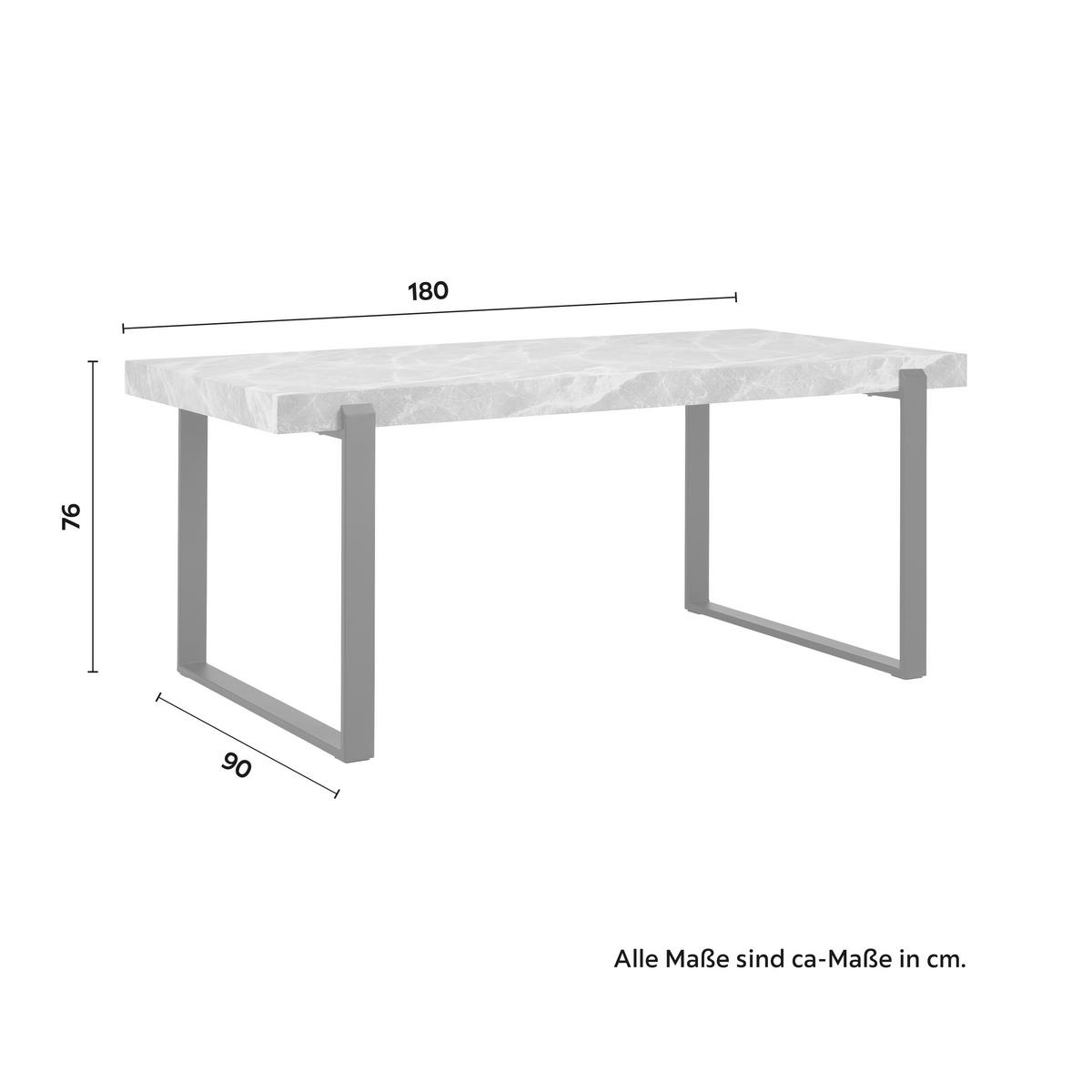 Jídelní stůl Mila 180x90 cm - šedá/černá, Moderní, kov/kompozitní dřevo (180/90/76cm) - Bessagi Home