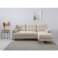 Ecksofa Noret, Weiß S: 223x157 Cm - Buchefarben/Weiß, Design, Textil (223/157cm) - MID.YOU