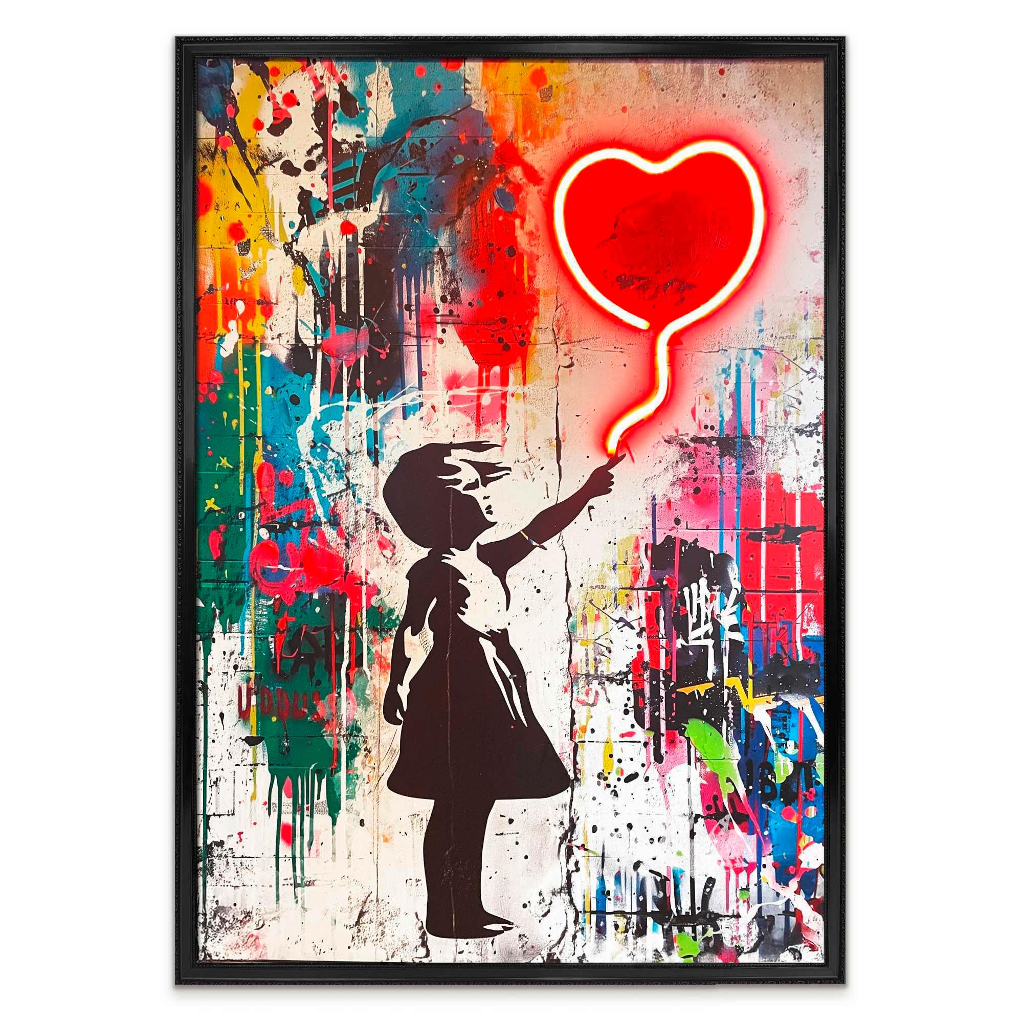 Bild Neon Balloon Girl - Rot/Schwarz, Basics, Holzwerkstoff/Kunststoff (70/100/3,5cm)