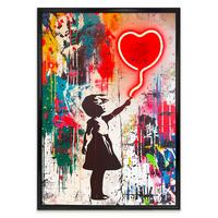 Bild Neon Balloon Girl - Rot/Schwarz, Basics, Holzwerkstoff/Kunststoff (70/100/3,5cm)
