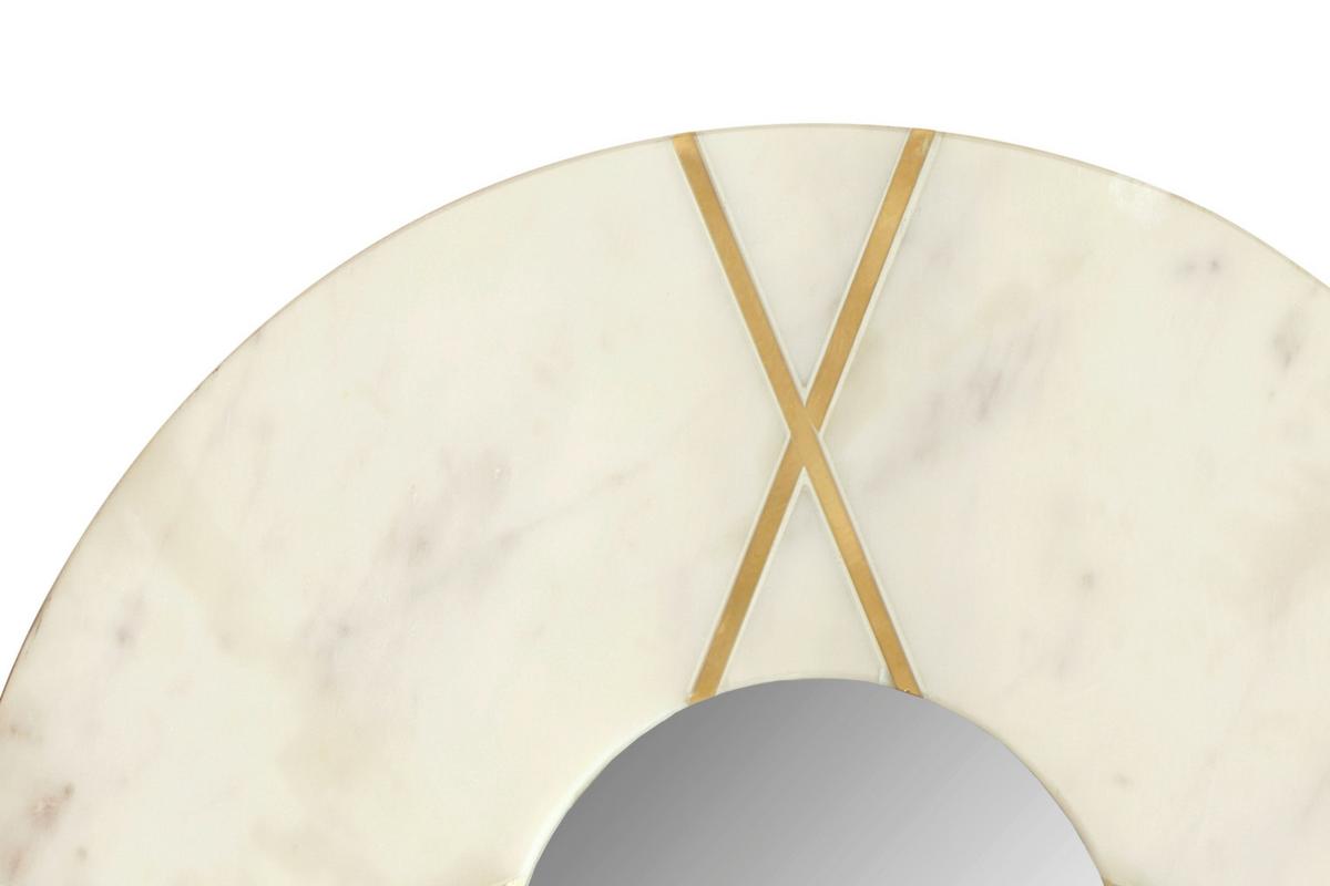 Wandspiegel Dexter 125 Weiss - Goldfarben/Creme, Basics, Glas/Holzwerkstoff (30/30/2cm) - Kayoom