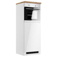 Herdumbauschrank Monza B: 60 Cm Weiß/eiche Dekor - Weiß Hochglanz/Eiche Wotan, LIFESTYLE, Holzwerkstoff (60/86/60cm) - Held