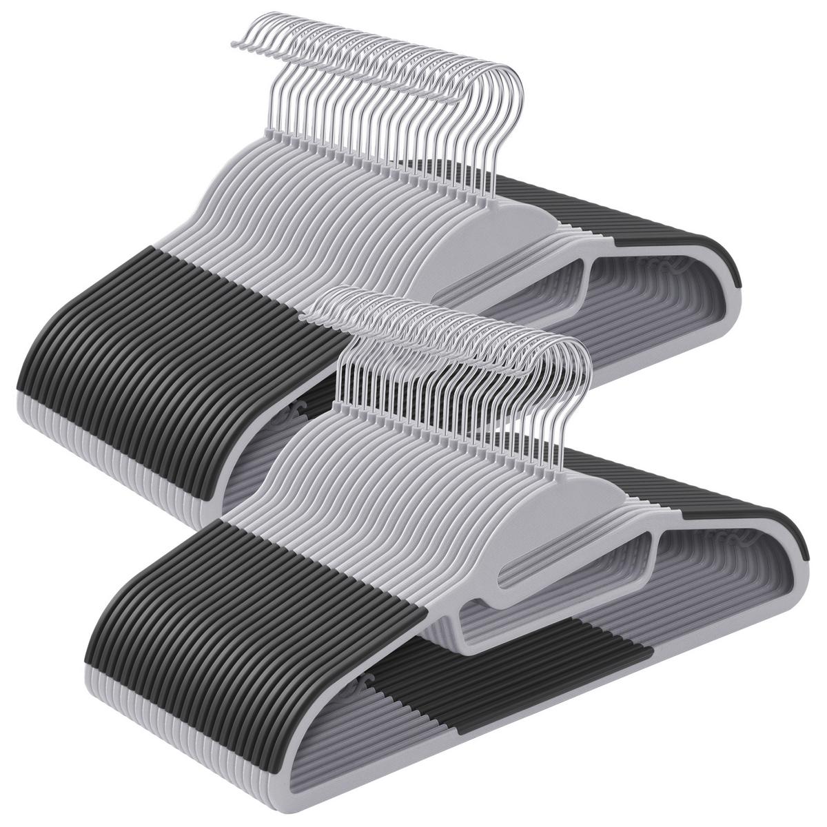 Kleiderbügelset Grau B: 41,5 cm - Grau, Basics, Kunststoff/Metall (41,5cm)