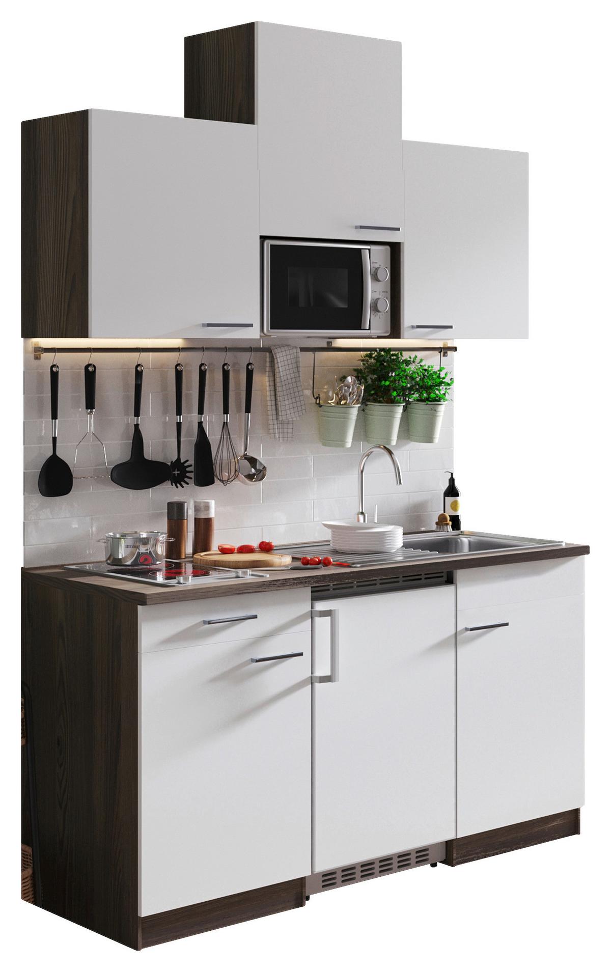 Miniküche Oliver Singleküche 150 cm - Eichefarben/Weiß, Basics, Holzwerkstoff (150cm) - Respekta