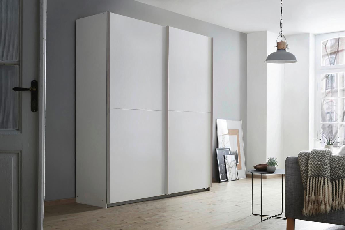 Schwebetürenschrank 175cm Mars Alpinweiß Dekor - Weiß, KONVENTIONELL, Holzwerkstoff (175/191/59cm)