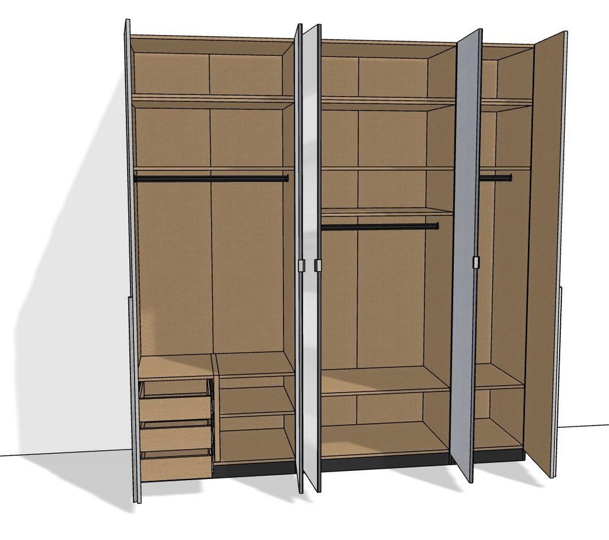 Kleiderschrank Unit 5trg, Maxihöhe - KONVENTIONELL (227/242,2/58,3cm) - Ondega
