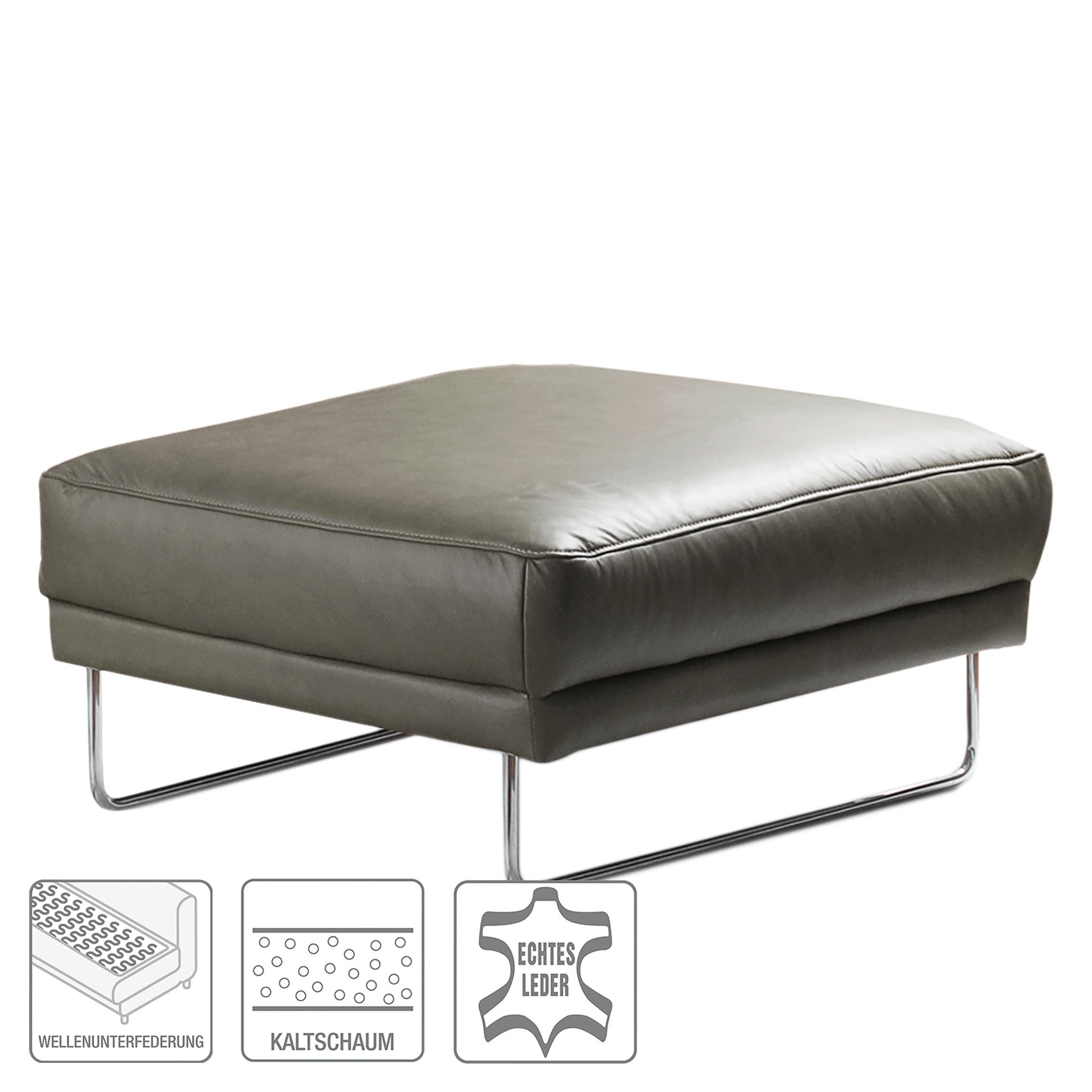 Hocker Spring Grau Chrom B: 96 cm - Chromfarben/Grau, Design, Leder (96/45/80cm) - Livetastic