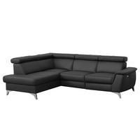 Ecksofa Lince Schwarz S: 197x257 Cm - Chromfarben/Schwarz, Design, Leder/Textil (197/257cm) - Livetastic