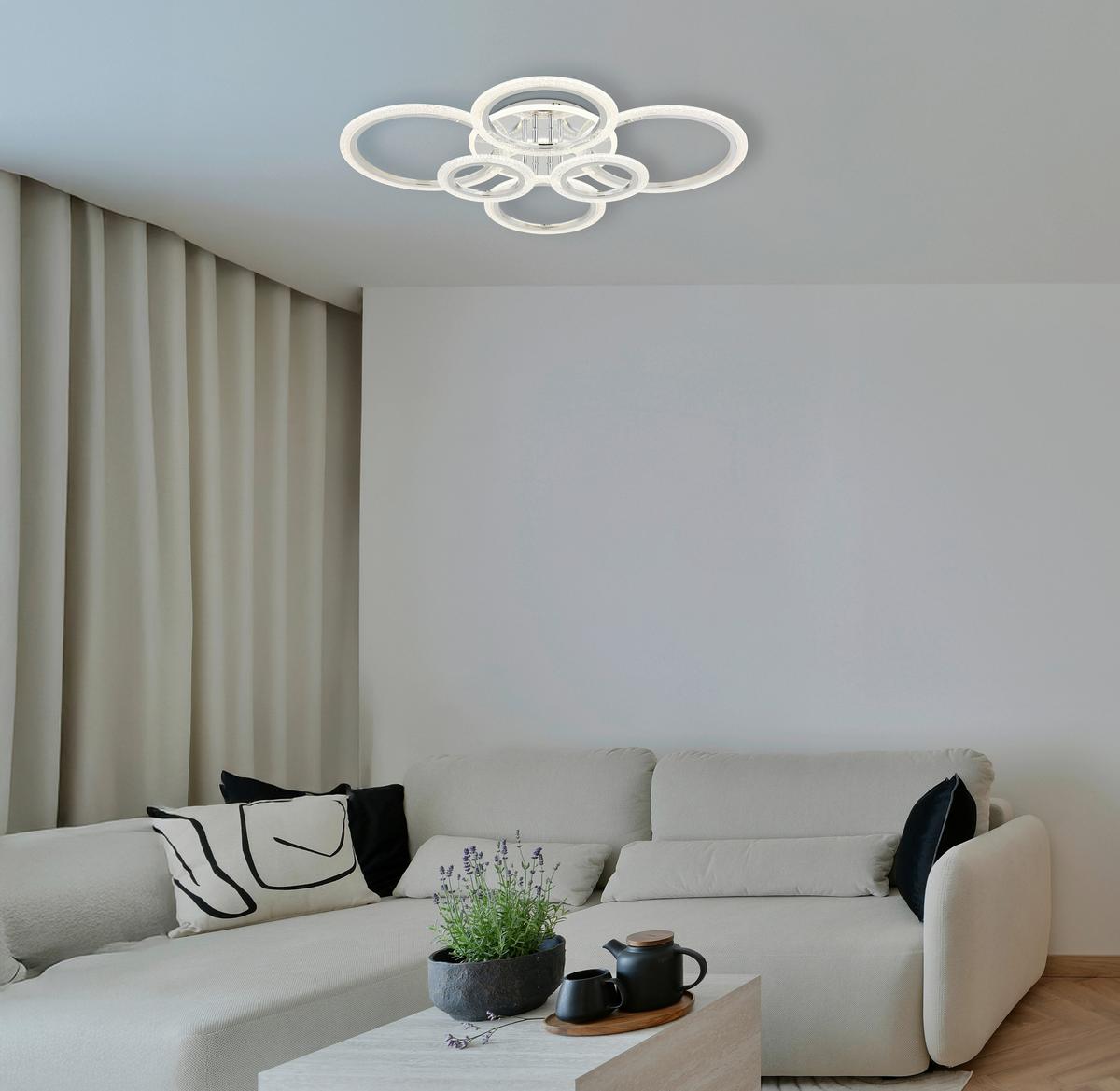 LED-Deckenleuchte Memory-Funktion - Klar/Chromfarben, Design, Kunststoff/Metall (78/60,5/11,5cm) - Globo