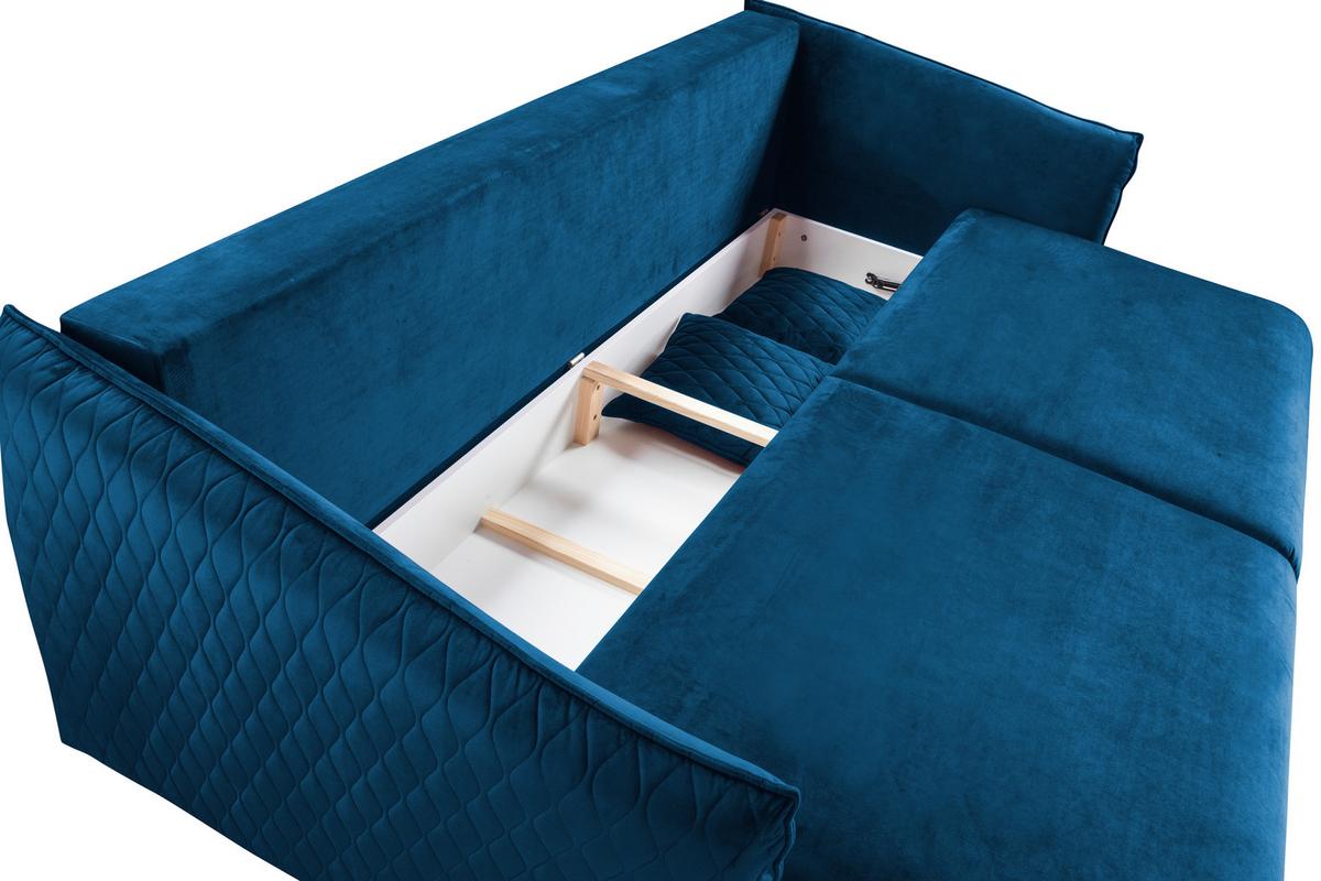 2-sitzer-sofa Mit Schlaffunktion Empoli B: 235cm - Blau/Goldfarben, Design, Textil (235/96/104cm) - MID.YOU