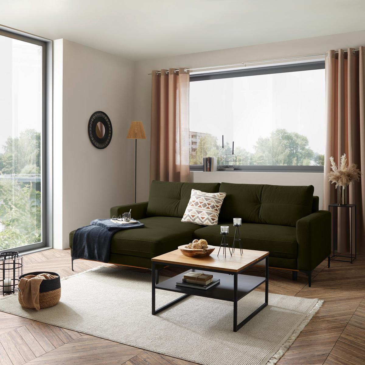 Ecksofa Bergamo - Schlammfarben/Schwarz, MODERN, Textil (162/238cm) - Ondega