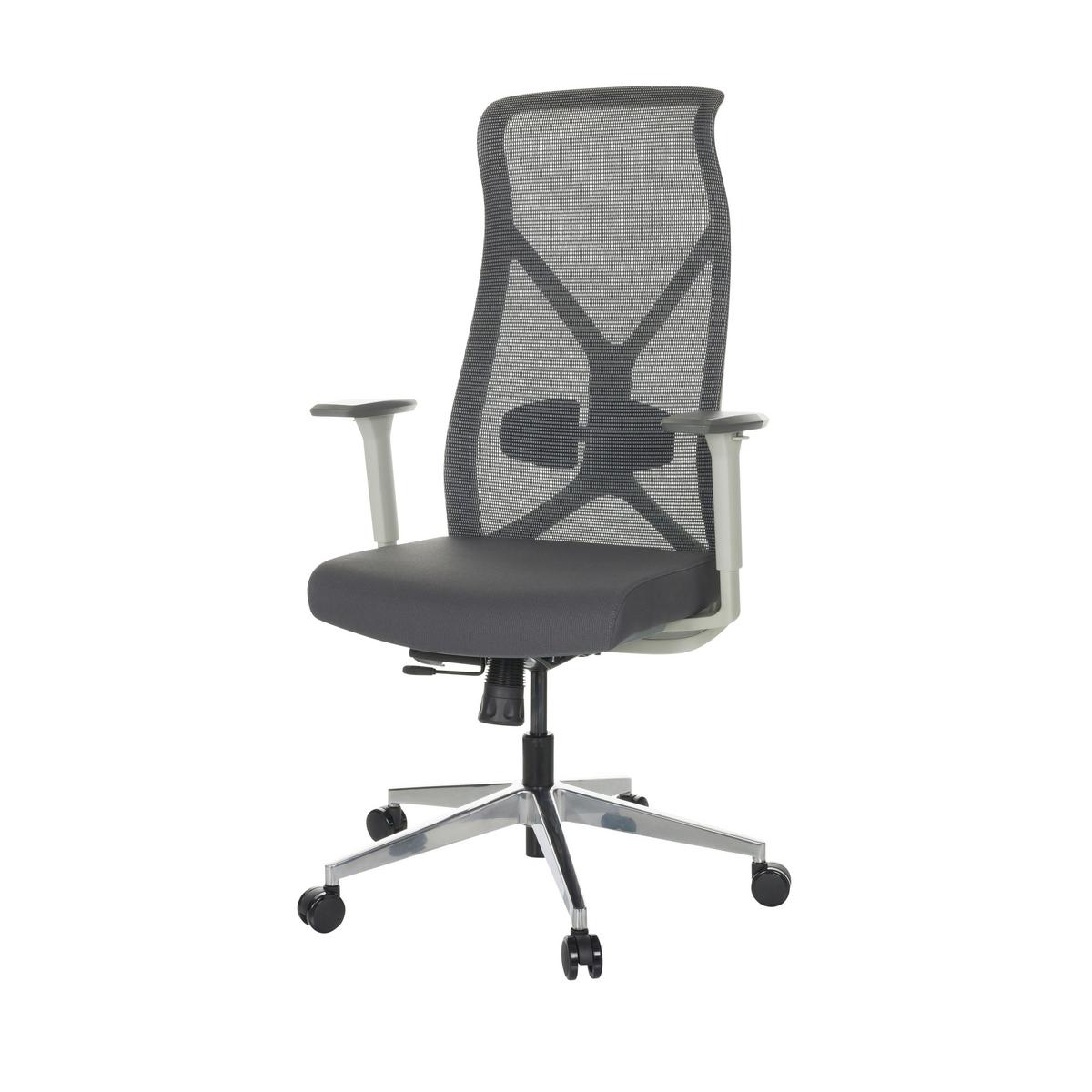 Drehstuhl Azurro White - Silberfarben/Schwarz, Basics, Kunststoff/Textil (69/119-128/60cm) - MID.YOU