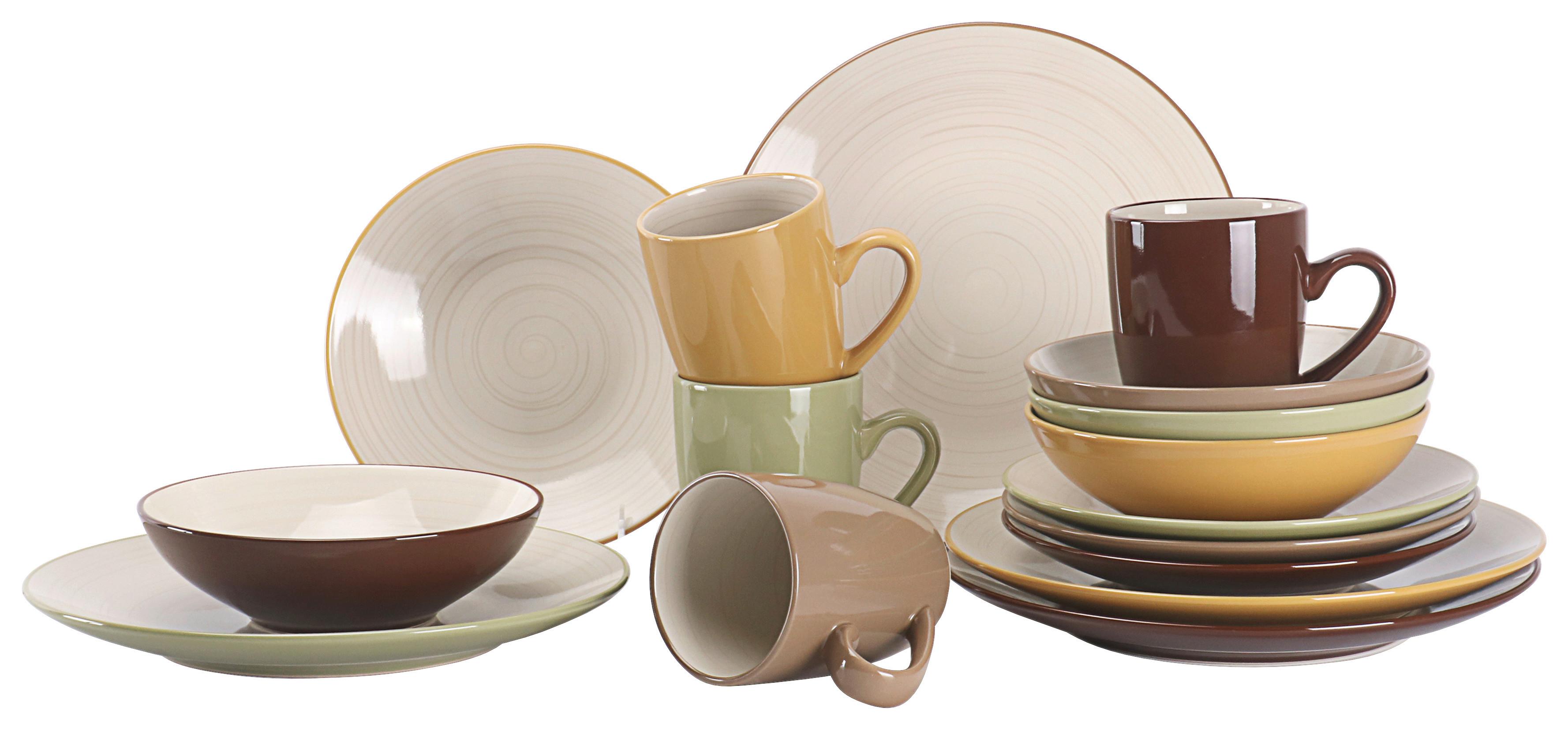 Kombiservice Bamboo Keramik 4 Personen Geschirr Set - Multicolor, Basics, Keramik (32,5/31/31cm) - Creatable
