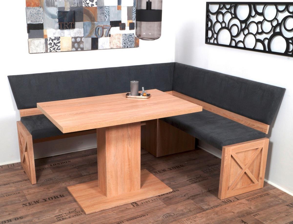 Eckbankgruppe Madrano Grau, Eiche, B: 185 cm - Grau/Sonoma Eiche, KONVENTIONELL, Holz/Holzwerkstoff (150/185/87cm) - MID.YOU