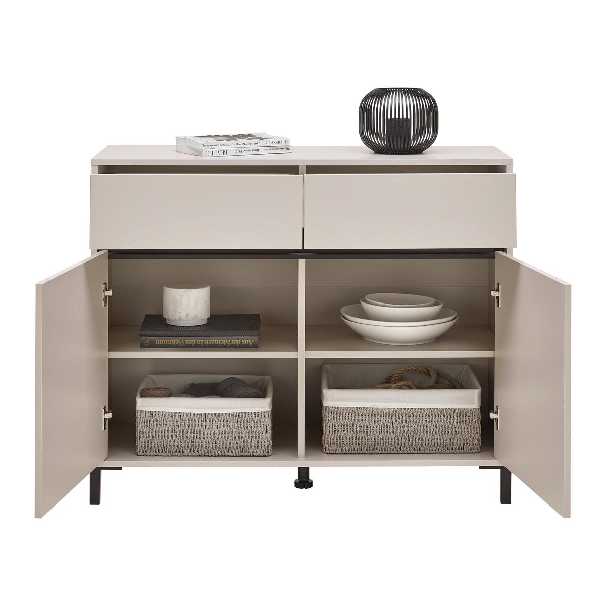 Komód Marron - kasmírszínű/fekete, Basics, faalapú anyag (106/90/40cm)
