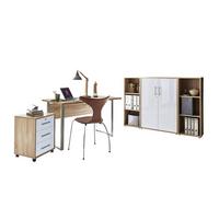 Büro Office Edition Eiche Dekor/weiß Hochglanz - Weiß Hochglanz/Sonoma Eiche, MODERN, Holzwerkstoff/Metall - MID.YOU