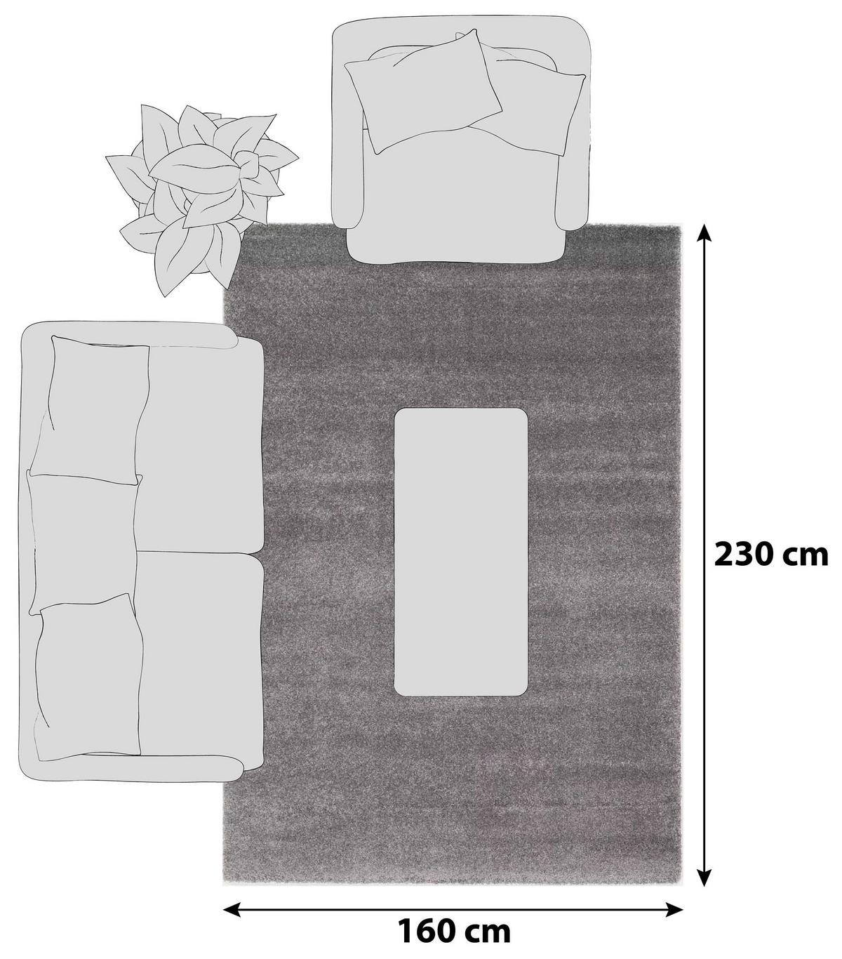 Hochflorteppich Bellevue Grau 160x230 cm - Grau, Basics, Textil (160/230cm) - Novel