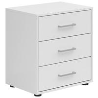 Nachtkästchen Smart 3 Weiß/weiß H: 54 Cm - Grauweiß/Schwarz, Basics, Holzwerkstoff (50/54/35cm)