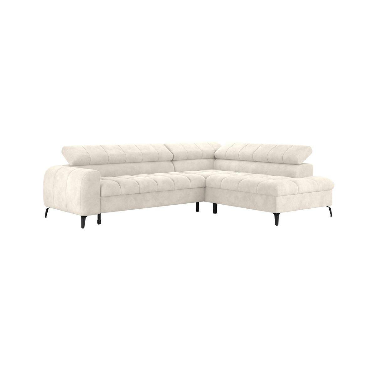 Ecksofa mit Schlaffunktio Volf cremefarben 261x203 cm - Creme/Schwarz, Trend, Kunststoff/Textil (261/203cm)