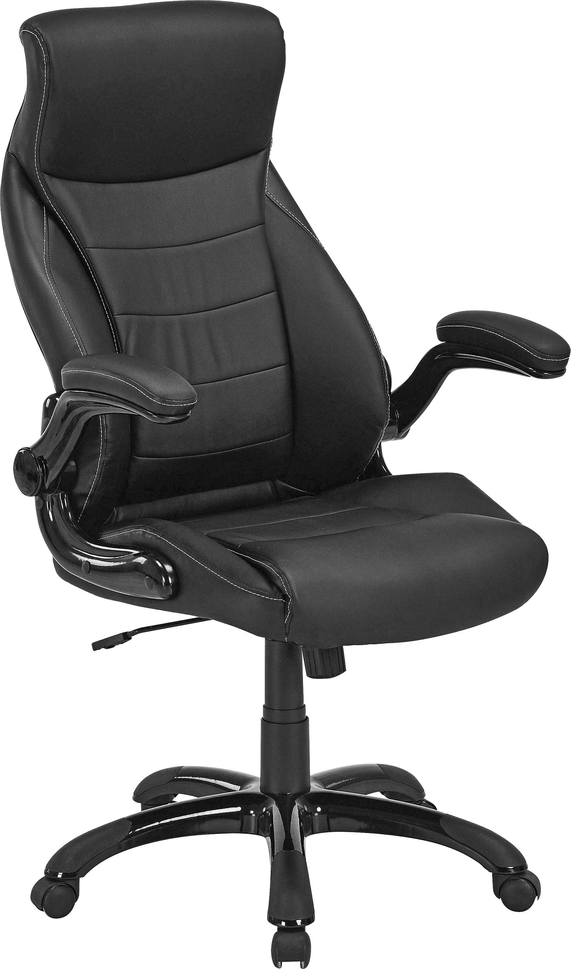 Chefsessel Orlando Mit Armlehnen Lederlook Schwarz