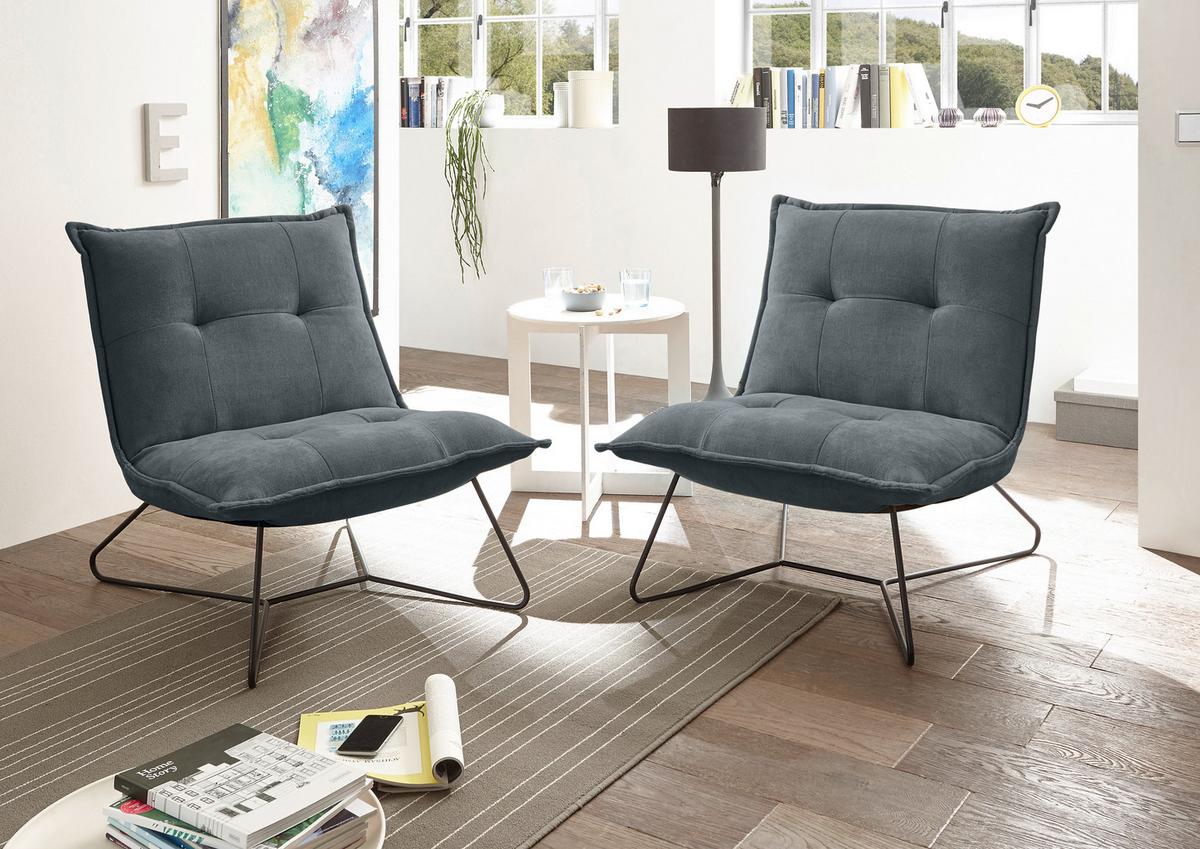 Polstersessel Vico Stoffbezug Anthrazit - Anthrazit/Schwarz, Basics, Textil/Metall (69/76/86cm) - MID.YOU