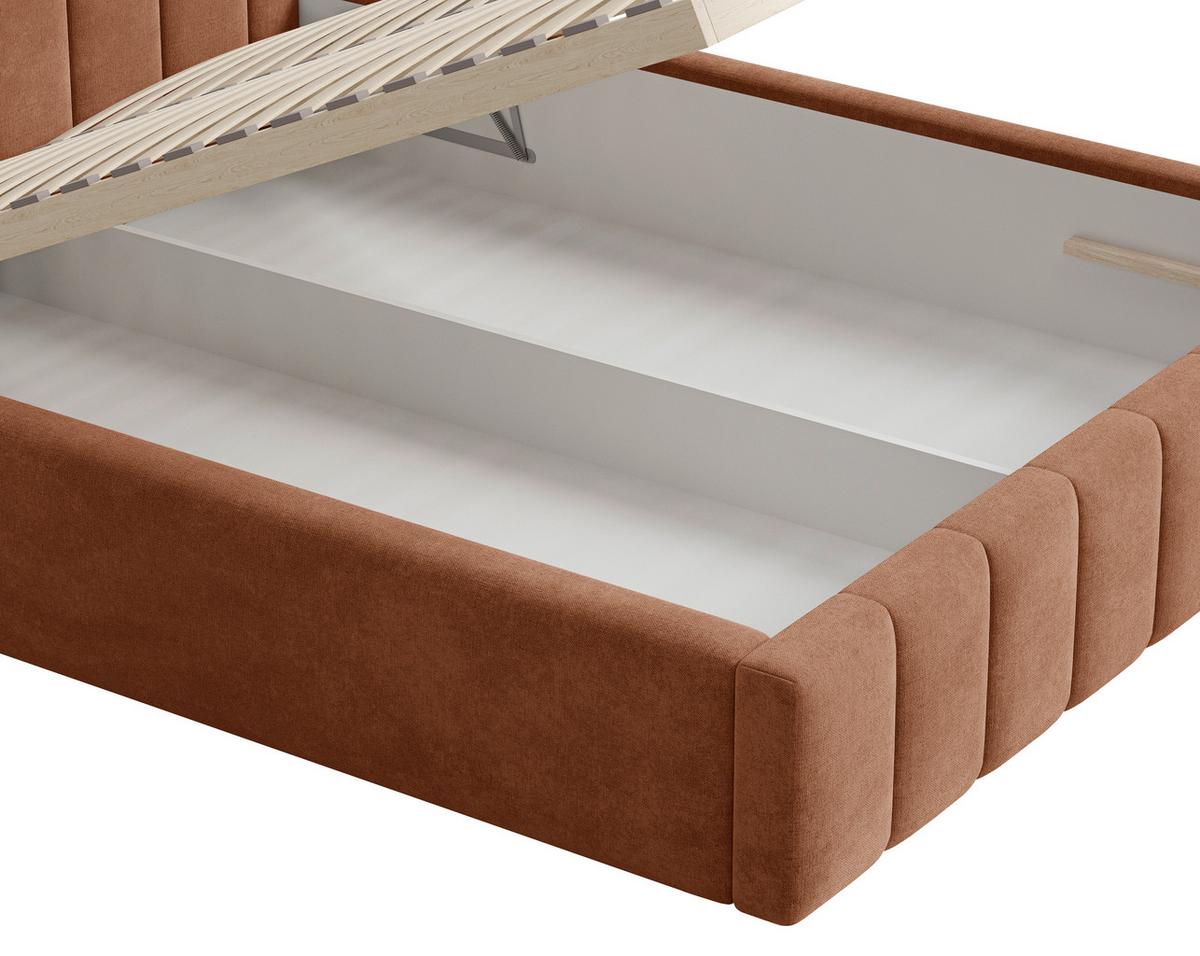 Polsterbett Sky mit Bettkasten 160x200 - Terracotta/Schwarz, MODERN, Holz (160/200cm) - Livetastic