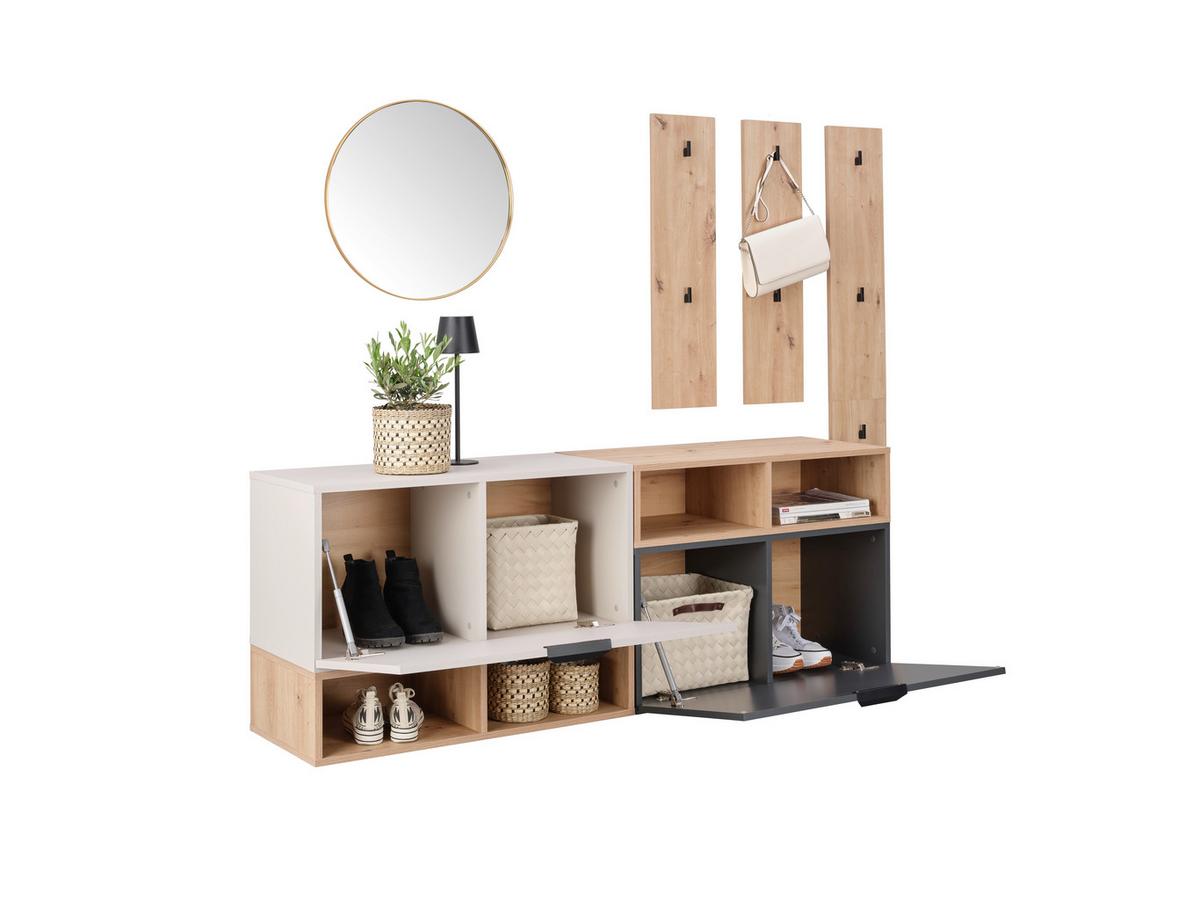 Garderobe Ciao 3-Teilig - Kaschmir/Eiche Artisan, MODERN, Holzwerkstoff (180/181/37,9cm)