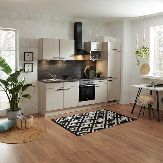 Kuchynský blok PN80 vr.4 spotrebičov a drez - čierna/kašmírová, Modern, kompozitné drevo/plast (270cm) - Pino