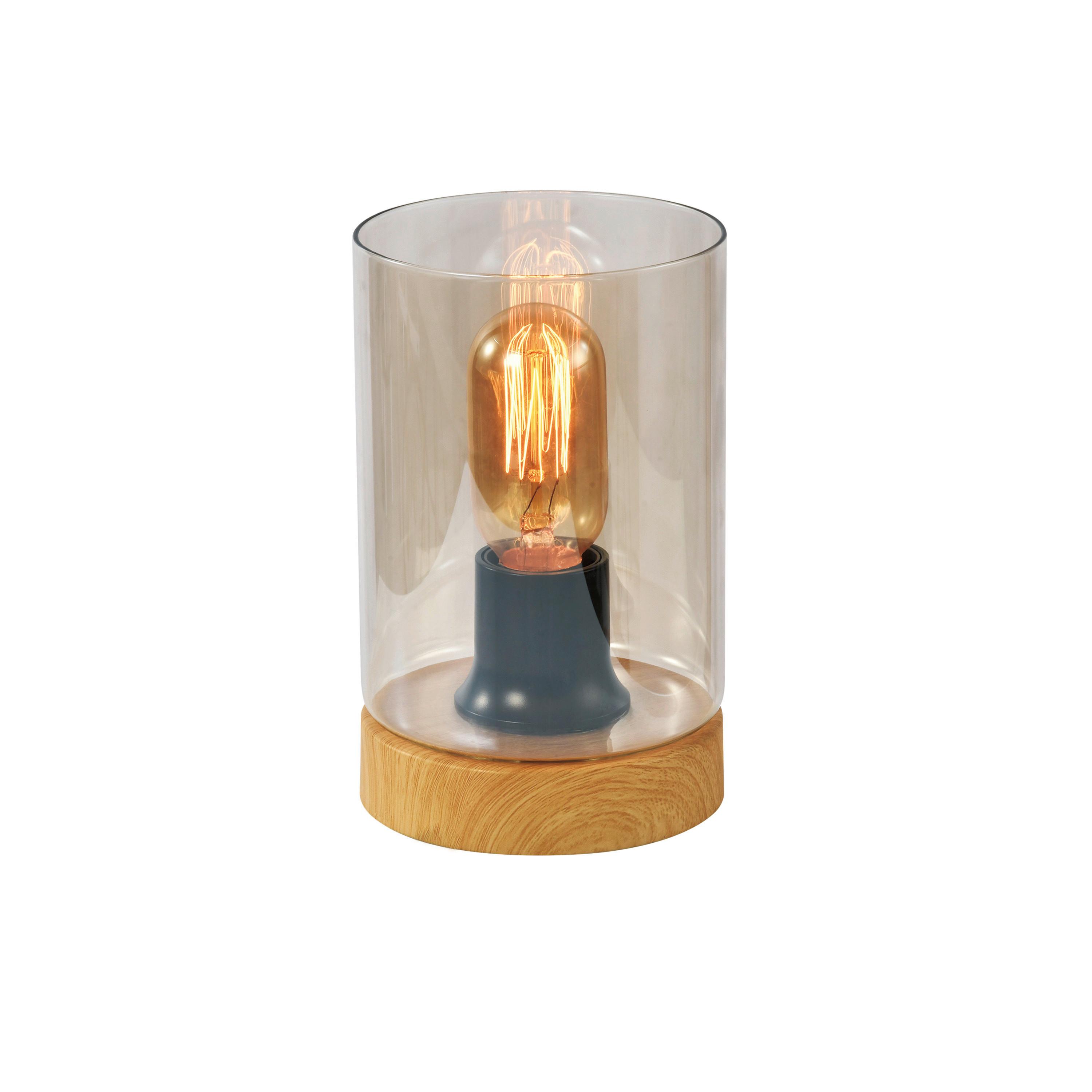 Schreibtischleuchte 41-35035 Wels - Eichefarben/Schwarz, KONVENTIONELL, Glas/Metall (12/12/16cm)
