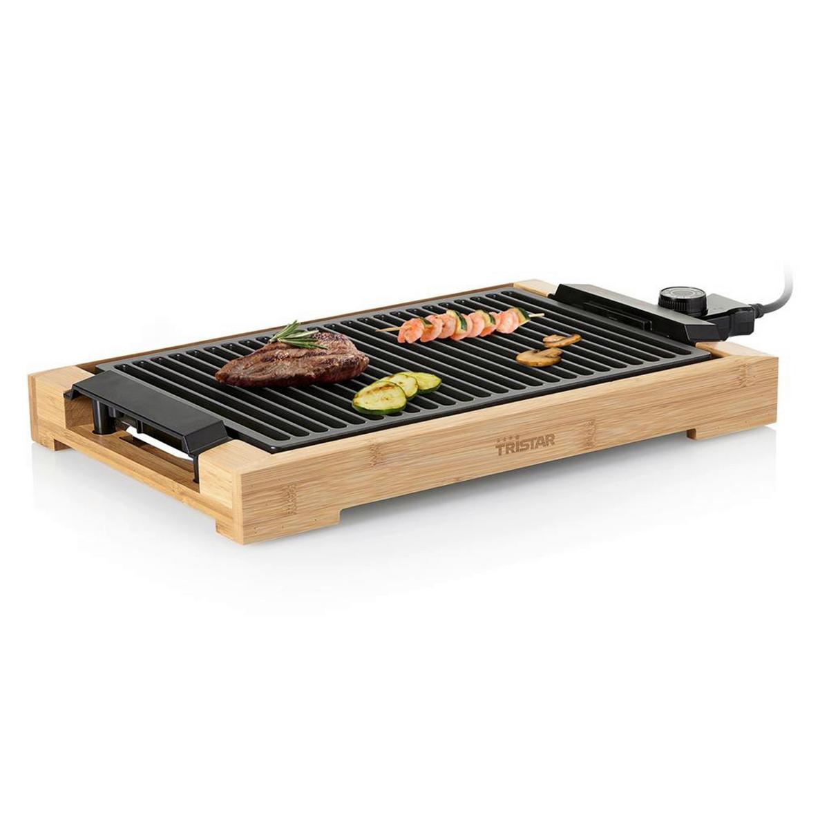 Tischgrill Tristar 2000 W, Antihaftbeschichtet - Schwarz, Basics, Holz/Metall (37/25/10cm)