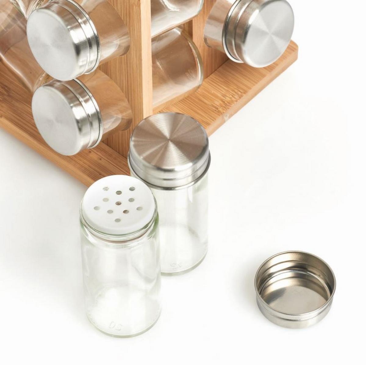Gewürzkarussell Naturfarben B: 18 cm - Transparent/Naturfarben, Basics, Glas/Holz (18/18/30cm) - Zeller Present