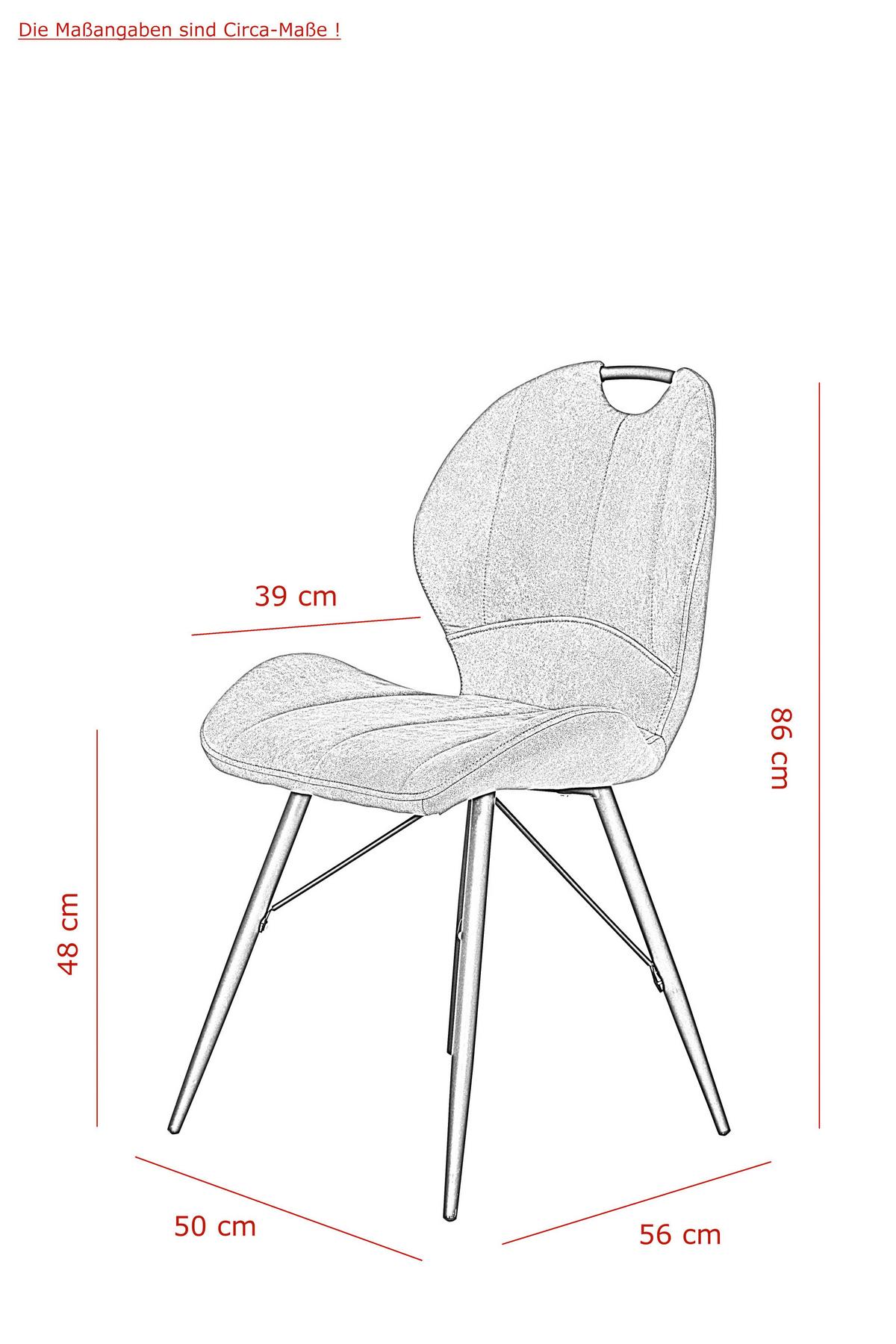 Schalenstuhl Kate S Schlammfarben 4er-Set - Schlammfarben/Schwarz, MODERN, Textil/Metall (50/86/56cm) - MID.YOU