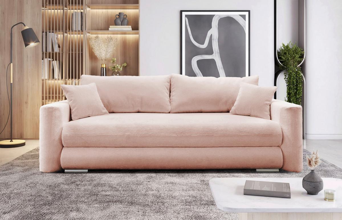 Schlafsofa Ralf Rosa B: 232 cm - Silberfarben/Rosa, Design, Textil (232/88/105cm) - MID.YOU
